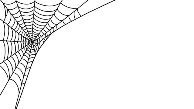 Minimal Halloween Spider Web Corner Border Isolated on White Background with Creepy Cobweb Design for Spooky Holiday Decoration