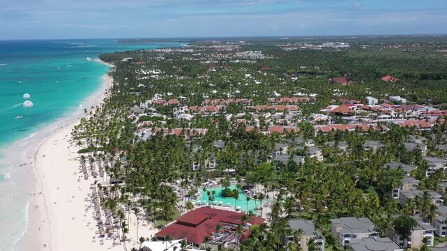 Aerial view of the famous Bavaro beach near Punta Cana, Dominican republic