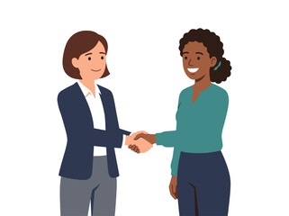 Fototapeta premium Two Professional Women Shaking Hands In Office Setting.