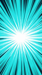 Obraz premium Dynamic manga explosion with radial speed lines and comic burst effects. Vibrant cartoon background featuring abstract energy patterns and light rays in bold colors