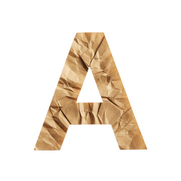 Letter a made of brown rustic wooden planks texture