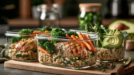 Obraz premium Organized gluten-free meal prep promoting balanced nutrition and healthy living for people with celiac disease.