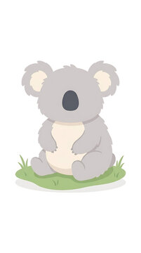 faceless koala sitting on a small patch of fresh green grass