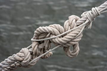 Fototapeta premium Coiled sailing ropes and rigging