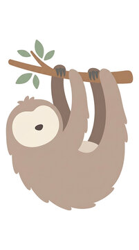 Sloth hanging from a tree character