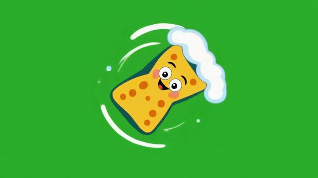 Cartoon frog character jumps with green screen background for dynamic animations