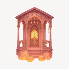 Fototapeta premium Whimsical pink porch illustration