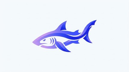 Obraz premium Modern Pastel Lavender Periwinkle and Blue Gradient Swimming Shark Logo Vector Illustration