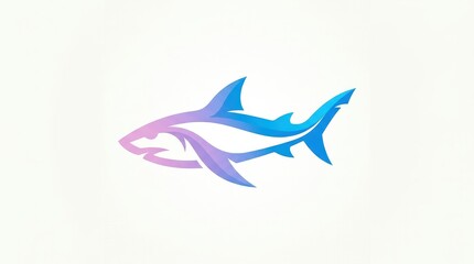 Obraz premium Modern Pastel Blue Lavender and Pink Gradient Swimming Shark Logo Vector Illustration