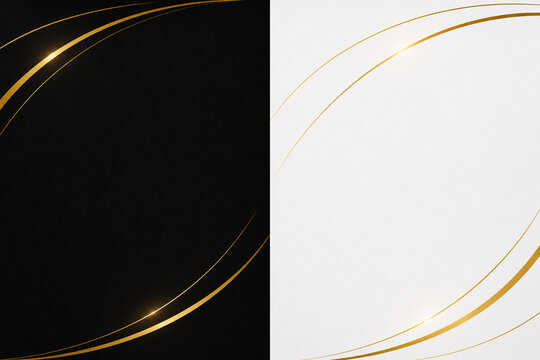 Minimalist luxury background template set with elegant black and white gold abstract fluid curves