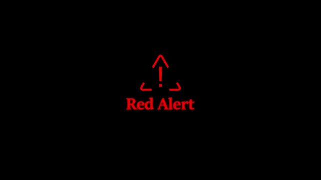 Red alert warning sign animation with pulsing danger on black background, caution emergency 4k Stock video. 