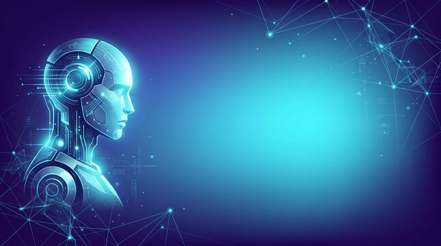 Abstract Artificial Intelligence Technology Background Template with Neural Network Lines and Copy Space