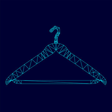 Hanger low poly triangulation triangulated polygonal electric cyan blue vibrant aqua neon color outline contour line