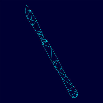 Scalpel low poly triangulation triangulated polygonal electric cyan blue vibrant aqua neon color outline contour line