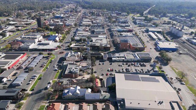 Echuca Victoria Australia, Aerial View of the Historic CBD in the Heart of the Murray River Region