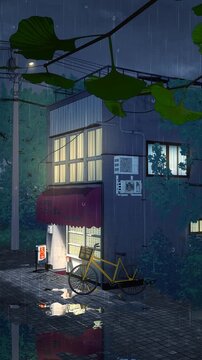 Rainy Japanese Cafe - Seamless Loop 4K