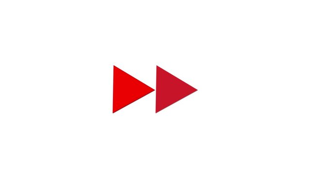 Fast forward red symbols icon symbol animation on white background
