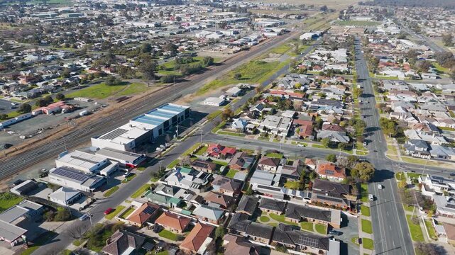 Echuca Victoria Australia, Aerial View of the Central Business District Near the Murray River