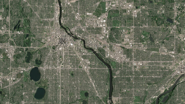 Aerial 3D illustration of Minneapolis [Saint Paul]