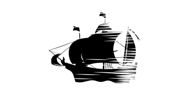 The Flying Dutchman, black isolated vector silhouette