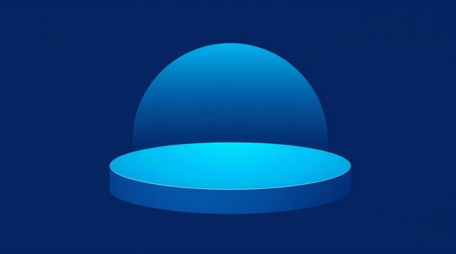 Blue 3d podium with spotlight on dark blue background