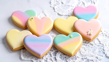 Fototapeta premium HeartShaped Pastel Cookies.