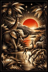 Obraz premium Majestic wildlife at sunset
