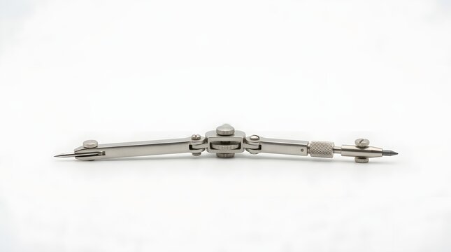 Metal compass closed on white background