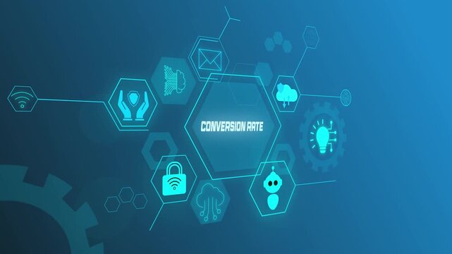 Conversion Rate Motion Graphics for Digital Marketing Performance Analysis.