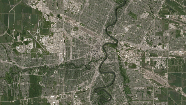 Top-down aerial 3D illustration of Winnipeg, Canada