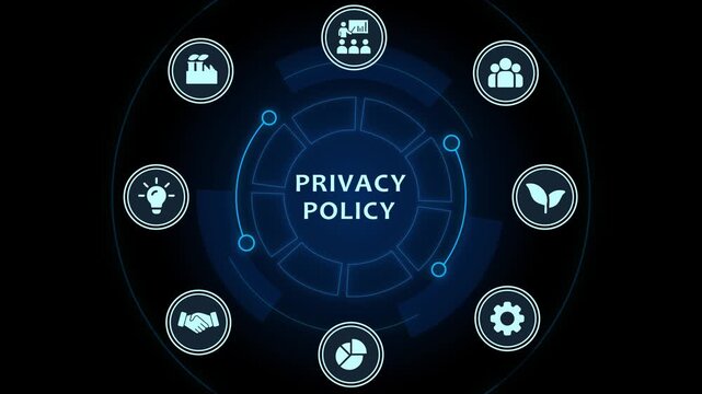 Privacy policy digital interface with hud and data protection concept cybersecurity digital security