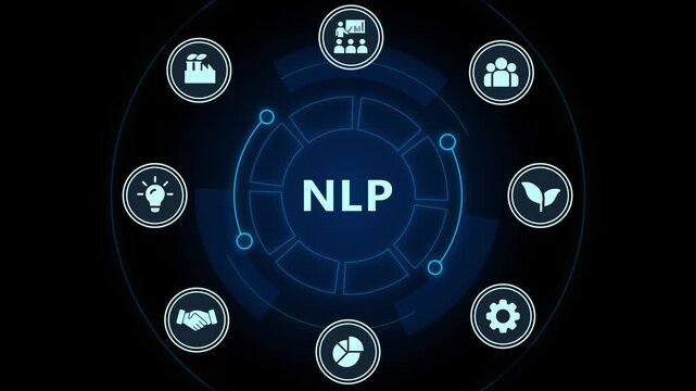 Nlp natural language processing concept with digital interface and business artificial intelligence machine learning