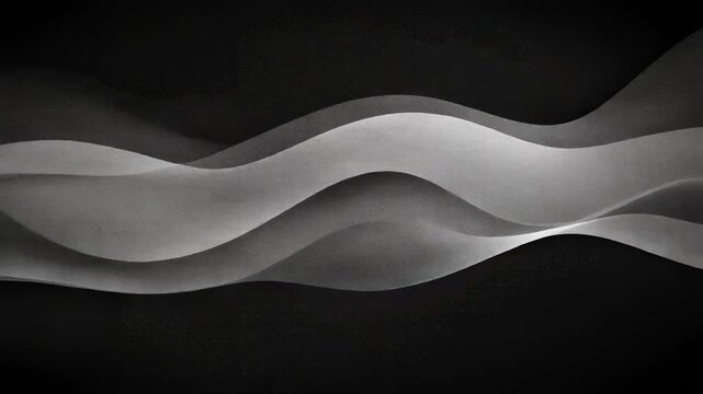 Soft flowing black and white waves animation with smooth undulating motion for relaxing backgrounds