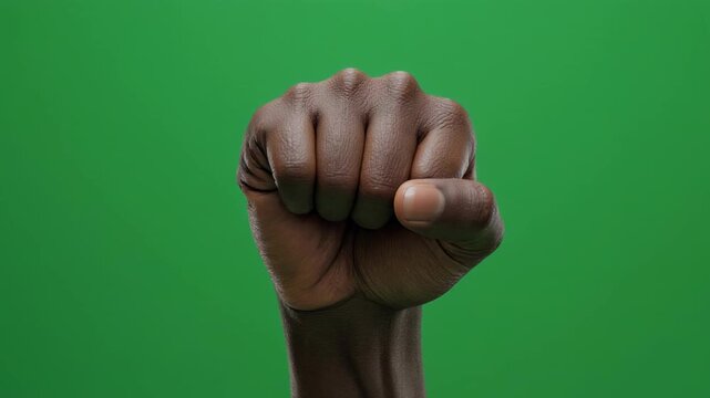 African American Hand Gestures Alphabet Letter L in Green Screen Studio Lighting with Cinematic Motion