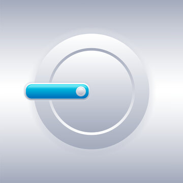 Neumorphism UI button with a blue minus sign on a white soft abstract background. Web interface design icon.