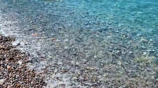 Clear water surface with sun glare and reflections background