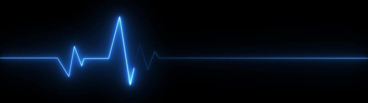 ECG monitor beating heart with a neon electrocardiogram overlay, featuring dynamic HUD elements.Abstract neon heartbeat signal icon animation, 4k quality neon line..
