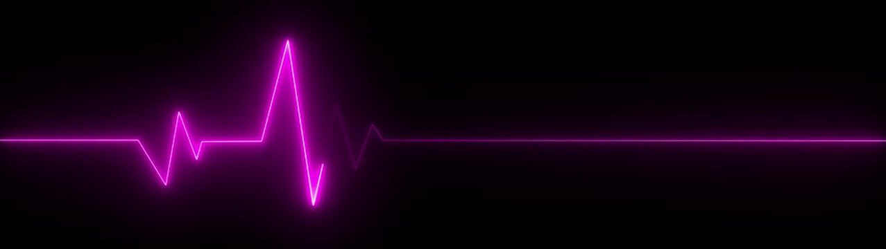 ECG monitor beating heart with a neon electrocardiogram overlay, featuring dynamic HUD elements.Abstract neon heartbeat signal icon animation, 4k quality neon line..