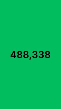 Number counter zero 0 to five hundred thousand 500000 on green screen chroma key background vertical