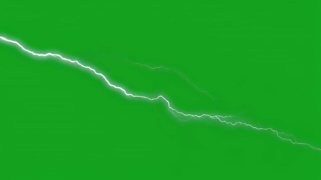 Electrical lightning strikes across a green screen background with cinematic motion during a storm
