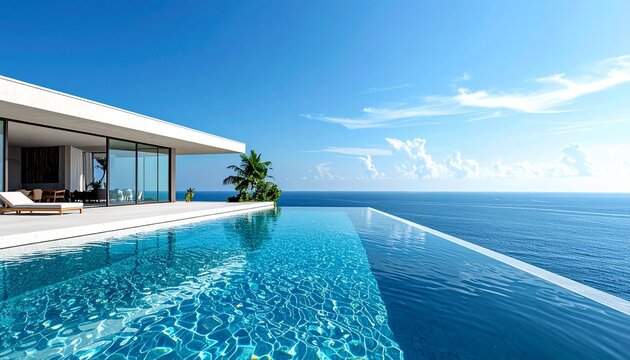 Luxury villa overlooking the ocean with an endless infinity pool and crystal-clear water