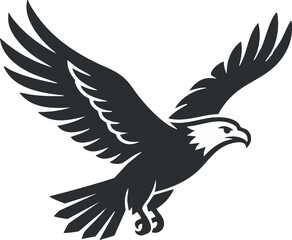 Fototapeta premium Soaring eagle vector illustration. Flying bald eagle icon for sports logo or emblem design.