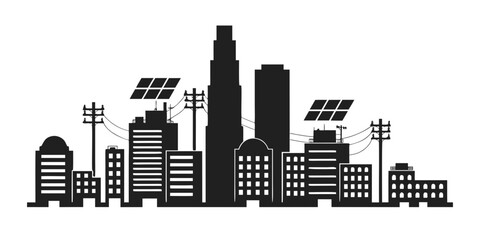 Fototapeta premium Minimalist smart city skyline with iconic and transparent background, buildings skyscrapers modern architecture
