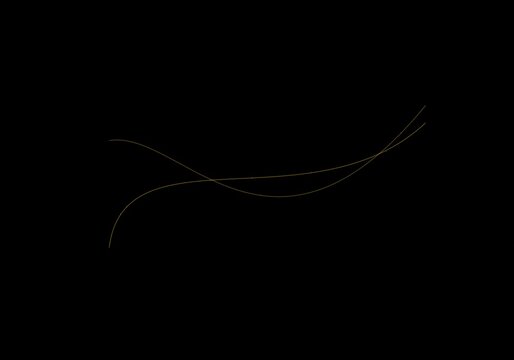 Two intersecting curved yellow lines on dark background