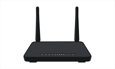 Fototapeta premium Dual Antenna Wireless Router Vector Illustration on White Background