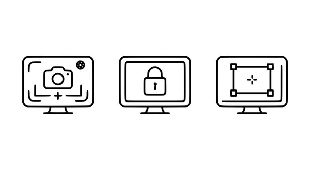 Screen Capture Lock Select Area Outline Icon Collection Minimal Vector Set