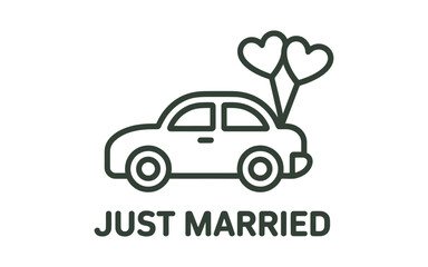 Obraz premium Just Married Outline Icon, Premium Thin Line Wedding Symbol from Honeymoon Icons Collection, Simple Element for Web Design, Apps, Software, Printing, Scalable Vector Graphic.