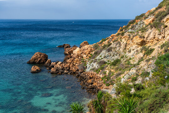 Scenic panoramic view in Cartagena during a summer day,  Region of Murcia, Spain.