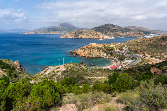 Scenic panoramic view in Cartagena during a summer day,  Region of Murcia, Spain.