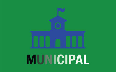 Obraz premium Municipal Vector Icon Symbol, Creative Sign from Buildings Icons Collection, Filled Flat Municipal Icon for Computer, Mobile Apps, Software Interfaces, Web Design, Vector Illustration.